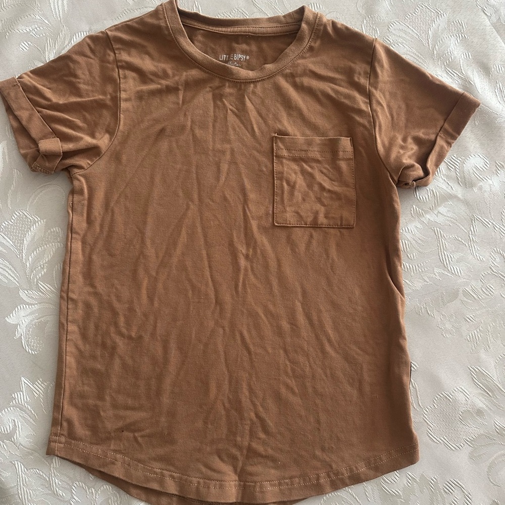 Little Bipsy Tan Short Sleeve Tee with Pocket